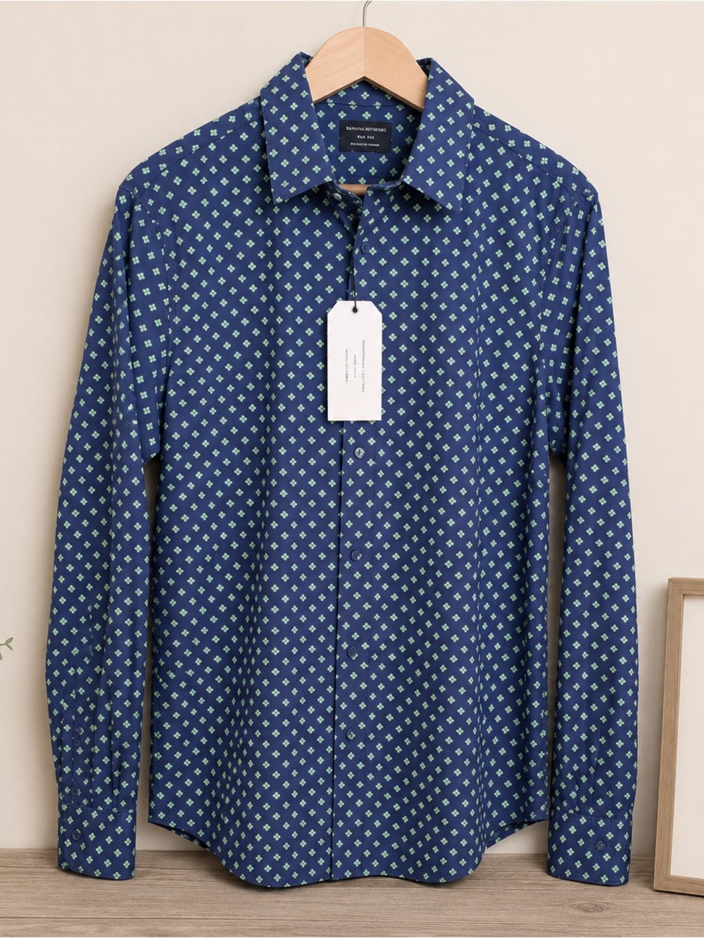 7 Diamonds Navy Blue Micro Print Dress Shirt